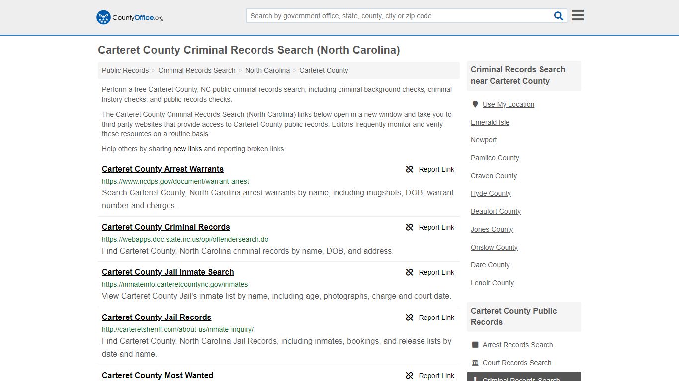 Carteret County Criminal Records Search (North Carolina) - County Office