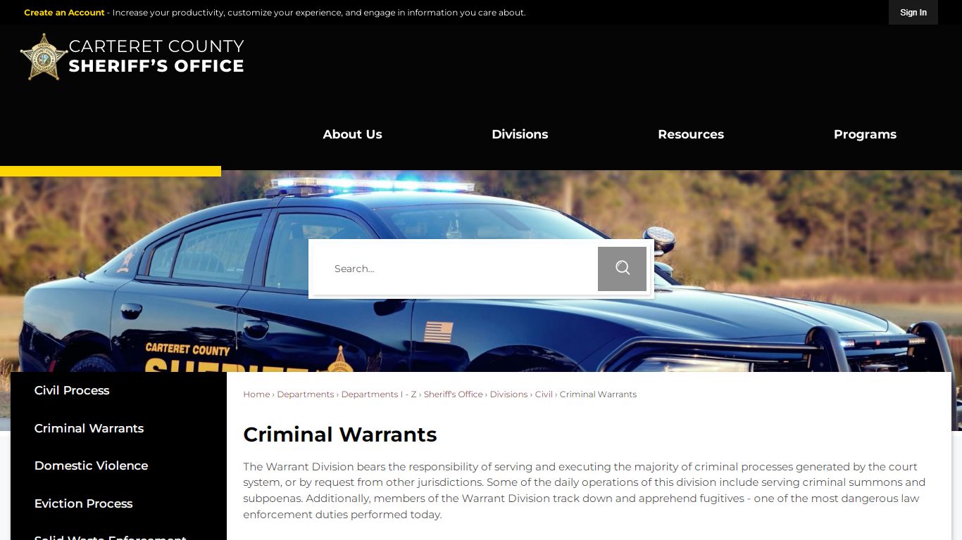 Criminal Warrants | Carteret County, NC - Official Website